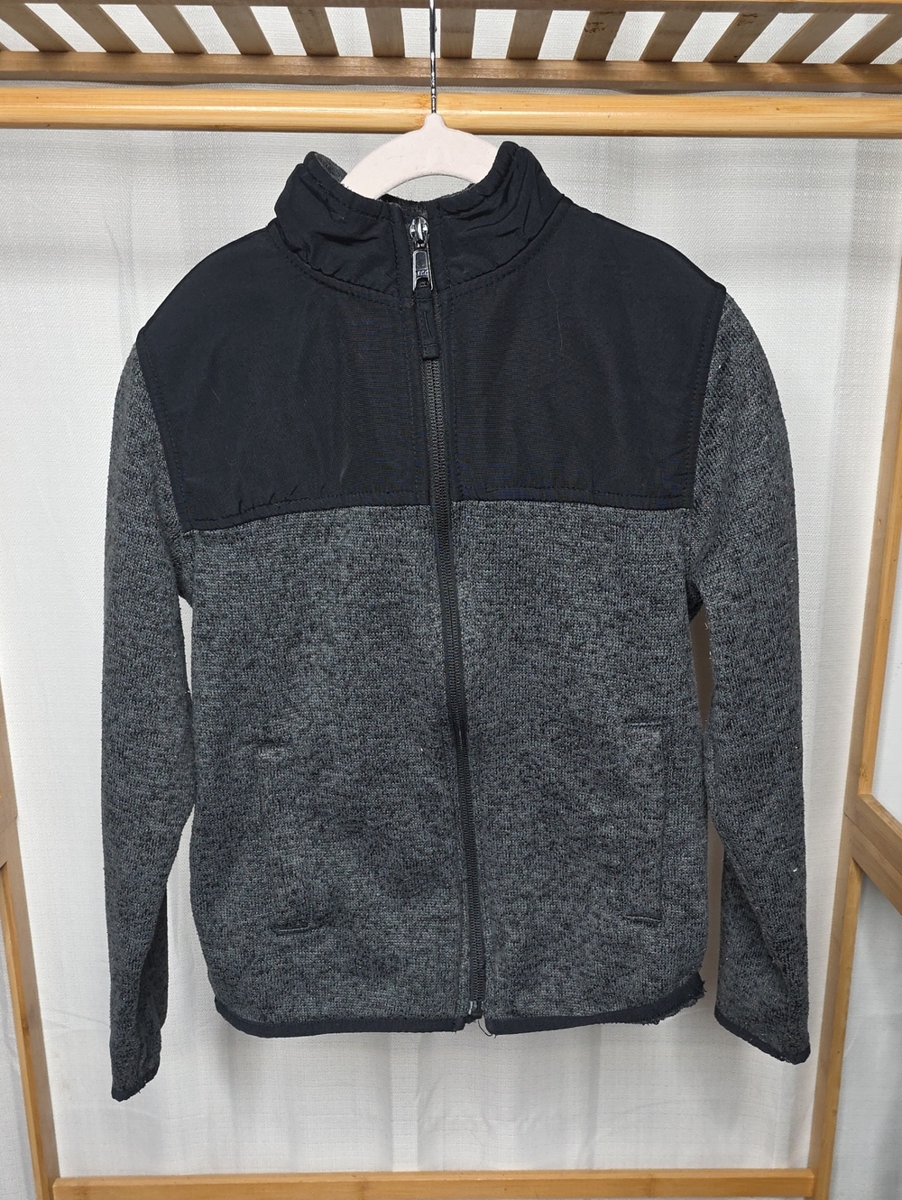 Children's Place Full-Zip Heathered Gray Jacket with Contrast Yoke